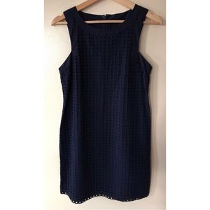 Banana Republic • 6P • Navy Eyelet Sleeveless Dress Petite